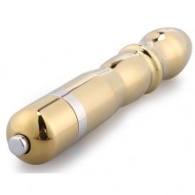 Металлический вибратор ребристой формы для женщин от компании NoTabu, цвет золотой, ntu-80428, длина 10.5 см.