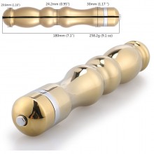 Металлический ребристый вибратор для женщин от компании NoTabu, цвет золотой, ntu-80424, длина 16.5 см., со скидкой