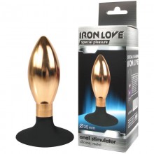 Металлическая анальная втулка с силиконовым основанием для ношения от компании Iron Love, цвет золотой, il-28007-gld, длина 10 см.