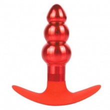 Удобная металлическая анальная пробка для ношения с силиконовым основанием от компании Iron Love, цвет красный, il-28010-red, длина 9.6 см.