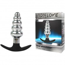 Металлическая анальная втулка с мягким широким основанием для ношения от компании Iron Love, цвет серебристый, il-28014-slv, длина 10.8 см., со скидкой