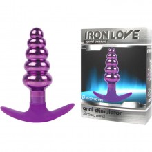Металлическая втулка ребристой формы с силиконовым основанием для ношения от компании Iron Love, цвет фиолетовый, il-28014-vlt, длина 10.8 см.
