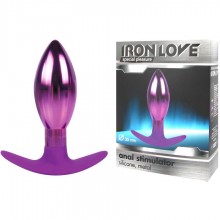 Металлическая анальная втулка с силиконовым основанием для ношения от компании Iron Love, цвет фиолетовый, il-28008-vlt, длина 10.6 см.