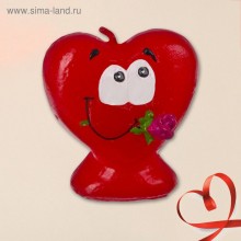 Свеча в форме сердца с розой, цвет красный, 2355563, бренд Сувениры