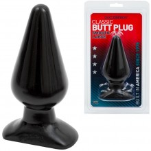Ннальная пробка «Classic Butt Plug Smooth Large» на широком основании от компании Doc Johnson, цвет черный, DEL3092, длина 14 см.