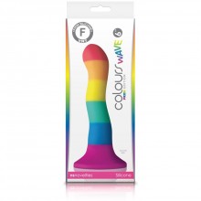 Радужный фаллоимитатор волнистый «Colours - Pride Edition - 6 Wave Dildo - Rainbow» от компании NS Novelties, цвет мульти, NSN-0408-07, из материала Силикон, коллекция Colours Pleasures, длина 15.2 см., со скидкой