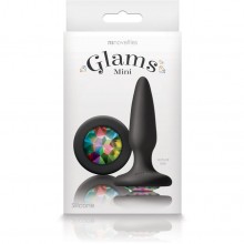 Анальная пробка с радужным кристаллом «Glams Mini - Rainbow Gem» от компании NS Novelties, цвет черный, NSN-0510-79, длина 8.5 см.