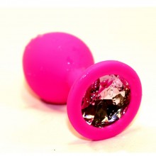 Пробка силиконовая с розовым стразом от компании 4sexdream, цвет розовый, 47410-2MM, коллекция Anal Jewelry Plug, длина 9.5 см., со скидкой