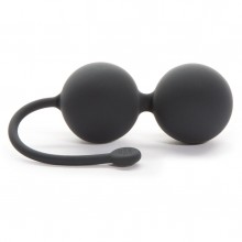 Вагинальные шарики со смещенным центром тяжести «Tighten and Tense Silicone Jiggle Balls» от компании Fifty Shades of Grey, цвет черный, FS-59959, длина 16.5 см.