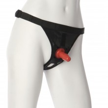 Трусики со штырьком для фиксации насадок «Ultra Harness with Plug» от компании Doc Johnson, цвет черный, размер OS, 1010-02-BX, коллекция Vac-U-Lock, длина 7 см.