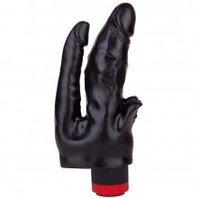 Вибромассажер с двумя стволами и лепестками от компании Биоклон, цвет черный, 414900, бренд LoveToy А-Полимер, длина 9 см.