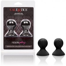 Насадки-присоски на соски «Nipple Play Silicone Pro Nipple Suckers» от компании California Exotic Novelties, цвет черный, SE-2644-70-2, из материала силикон, длина 5 см.