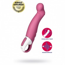 Необычный вибратор для точки G с согнутым концом «Petting Hippo», цвет розовый, Satisfyer EE73-874-1017, длина 22.9 см.
