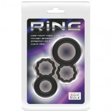 Набор двойных эрекционных колец «Ring», цвет черный, Baile BI-210172, длина 8 см.