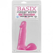 Классический фаллоимитатор с мошонкой из коллекции Basix Rubber Worx от PipeDream, цвет розовый, 420111, длина 15.2 см.