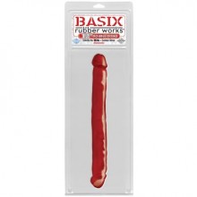Фаллоимитатор двусторонний «12 Double Dong» из коллекции Basix Rubber Worx от PipeDream, цвет красный, 430515, длина 33.5 см., со скидкой