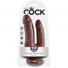 Фаллоимитатор анально-вагинальный «Double Penetrator» из коллекции King Cock от компании PipeDream, цвет коричневый, 551229, из материала ПВХ, длина 20.9 см.