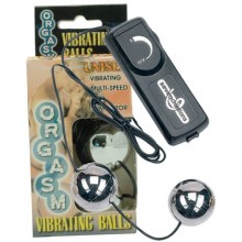 Вагинальные шарики с вибрацией «Orgasm Vibrating Balls» на шнурке от компании Gopaldas, цвет серебристый, 7214S-J BX GP, из материала пластик АБС, диаметр 3 см.