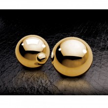 Вагинальные шарики «Gold Ben-Wa Balls» из коллекции Fetish Fantasy Gold от PipeDream, цвет золотой, PD3990-27, диаметр 2 см.