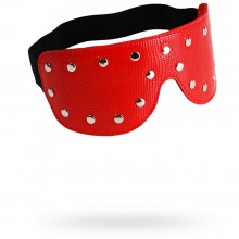 Кожаная маска на глаза с клепками и велюровой подкладкой от компании СК-Визит, цвет красный, размер OS, 3082-2, One Size (Р 42-48)