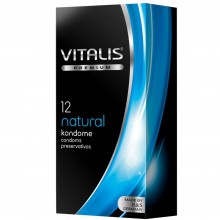 Классические латексные презервативы «Vitalis Premium Natural», упаковка 12 шт., бренд R&S Consumer Goods GmbH, длина 18 см.
