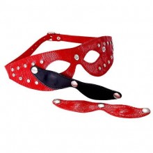 Кожаная маска с велюровой подкладкой и застежками, цвет красный, СК-Визит 3080-2
