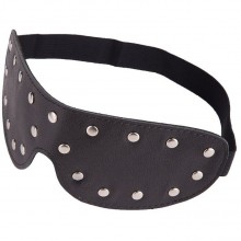 Кожаная маска на глаза с клепками и велюровой подкладкой от компании СК-Визит, цвет черный, размер OS, 3082-1, One Size (Р 42-48)