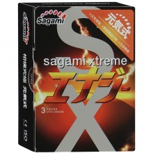 Тонкие презервативы «Xtreme Energy» с ароматом энергетика от компании Sagami, упаковка 3 шт., длина 19 см., со скидкой
