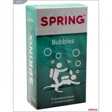 Презервативы из латекса с пупырышками «Bubbles» от компании Spring, длина 19.5 см.