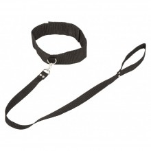 Ошейник с длинным поводком «Collar and Leash», цвет черный, размер OS, Lola Toys Bondage Collection 105701Lola, длина 44 см.