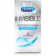 Ультратонкие презервативы «Invisible» от компании Durex, упаковка 12 шт., из материала Латекс, цвет Прозрачный, 12 мл.
