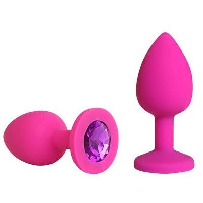 Силиконовая пробка с фиолетовым кристаллом от компании Vandersex, цвет розовый, 122-1PF, цвет Фиолетовый, длина 6.8 см.