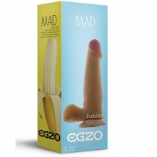 Реалистичный фаллоимитатор «Mad Banana» с мошонкой и подошвой-присоской от компании Egzo, длина 18.5 см.