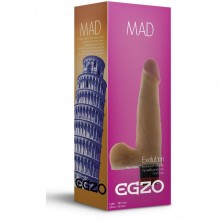 Телесный реалистичный мультискоростной вибратор для женщин «Mad Tower» от компании Egzo, цвет телесный, V003, из материала CyberSkin, длина 18.5 см.