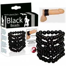 Широкое эрекционное кольцо на пенис из бусинок «Black Beads» от компании You 2 Toys, цвет черный, 0524930, бренд Orion, из материала Пластик АБС, диаметр 2.5 см.