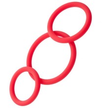 Набор из трех эрекционных колец различного диаметра из серии Black & Red от ToyFa, цвет красный, 901404-9, диаметр 4 см.