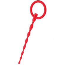 Стимулятор уретры с кольцом «Uretral Plug Black & Red» из силикона, цвет красный, ToyFa 901405-9, коллекция Black & Red, длина 16 см.