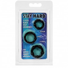 Три эрекционных кольца «Get Hard» от компании Scala, цвет черный, DEL4693, диаметр 2.7 см.
