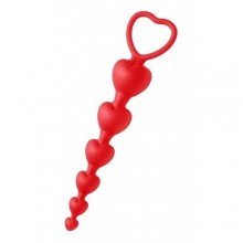 Анальные бусы «Sweet Heart» с ограничительным кольцом в форме сердца от компании Frisky, цвет красный, XRAE177, длина 18.4 см.