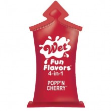 Разогревающий лубрикант «Fun Flavors 4-in-1 Popp n Cherry» с ароматом вишни от компании Wet, объем 10 мл, 20486, бренд Wet Lubricant, из материала Глицериновая основа, 10 мл., со скидкой