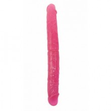 Двухголовый гелевый фаллоимитатор, Baile BW-010011M, из материала ПВХ, цвет Розовый, длина 37.4 см.
