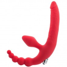 Безремневой страпон с вибрацией и анальным отростком из серии Black & Red от компании ToyFa, длина 35 см.