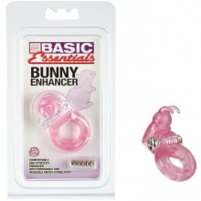 Эрекционное вибро-кольцо «Basic Bunny Enhancer» от компании California Exotic Novelties, цвет розовый, SE-1738-10-2, коллекция Basic Essentials, длина 6 см., со скидкой