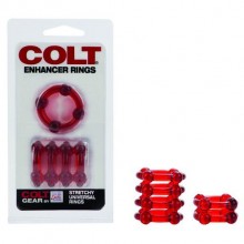 Набор колец на пенис «Colt Enhancer Rings» из серии Colt от California Exotic Novelties, цвет красный, SE-6775-11-2, бренд CalExotics, длина 4 см.