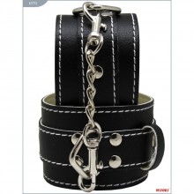 Кожаные наручники с фиксацией, цвет черный, Mjanu 69713, длина 35 см.