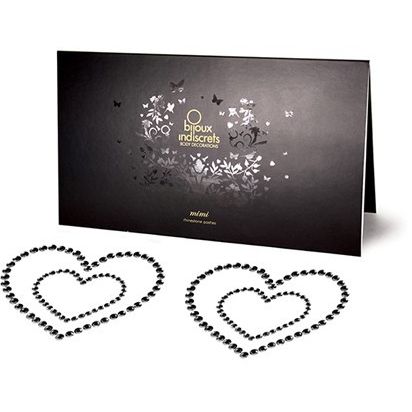 Черное украшение на грудь «Mimi Heart - Black» размер OS, Bijoux Indiscrets 0117, из материала Пластик АБС, One Size (Р 42-48)
