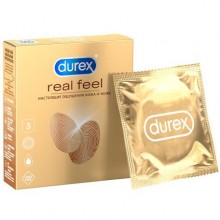 Презервативы «№3 RealFeel» для естественных ощущений от компании Durex, упаковка 3 шт, Durex 3 RealFeel, длина 19.5 см., со скидкой