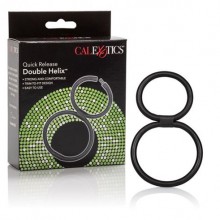 Эрекционное кольцо «Quick Release Double Helix» от компании California Exotic Novelties, цвет черный, SE-1414-50-3, бренд CalExotics, из материала TPR, диаметр 7 см., со скидкой