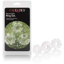 Набор эрекционных колец «Eversible Ring Set-Clear» от компании California Exotic Novelties, цвет прозрачный, SE-1433-00-2, бренд CalExotics, из материала TPE, диаметр 2 см.