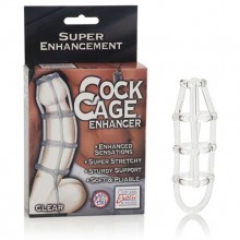 Насадка-клетка на член «Cock Cage Enhanced - Clear» от компании California Exotic Novelties, цвет белый, SE-1609-00-3, бренд CalExotics, из материала ПВХ, длина 11 см.